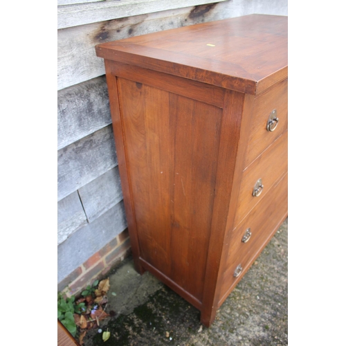 557 - A modern hardwood chest of three short and three long drawers with ring handles, 39 1/2