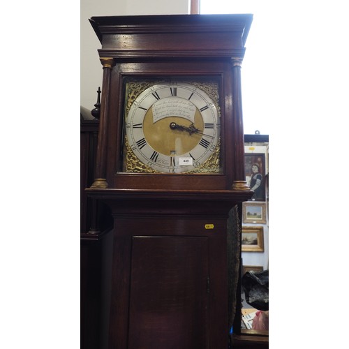 449 - An 18th century Quaker oak cased long case clock, Richard Tyler of Wallingford, brass dial with silv... 