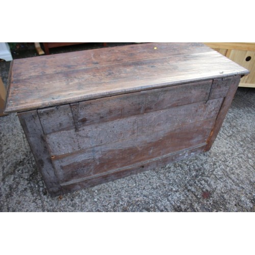 408 - An 18th century three fielded panel front coffer, 54