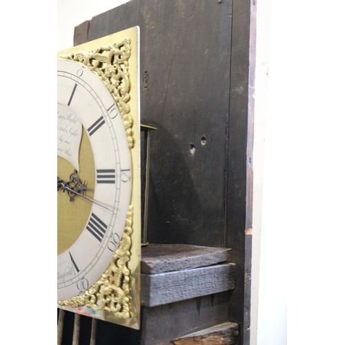 449 - An 18th century Quaker oak cased long case clock, Richard Tyler of Wallingford, brass dial with silv... 