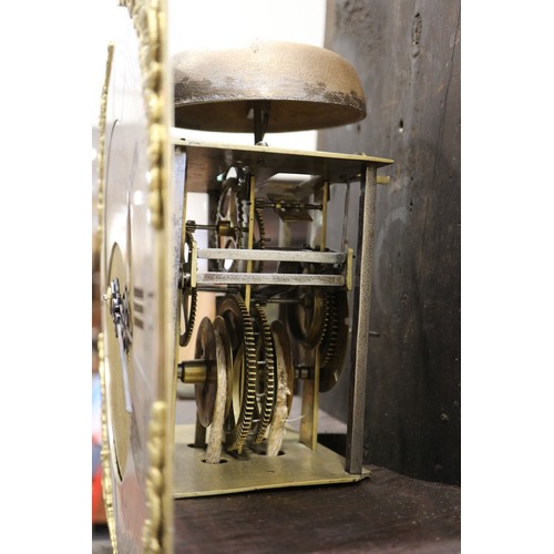 449 - An 18th century Quaker oak cased long case clock, Richard Tyler of Wallingford, brass dial with silv... 