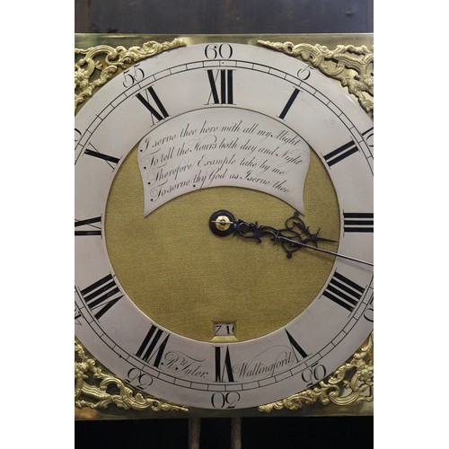 449 - An 18th century Quaker oak cased long case clock, Richard Tyler of Wallingford, brass dial with silv... 