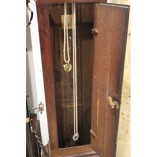 449 - An 18th century Quaker oak cased long case clock, Richard Tyler of Wallingford, brass dial with silv... 