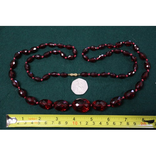 295 - Three various cherry amber facetted bead necklaces, 120.7g gross