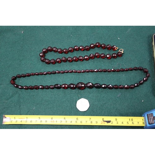 295 - Three various cherry amber facetted bead necklaces, 120.7g gross