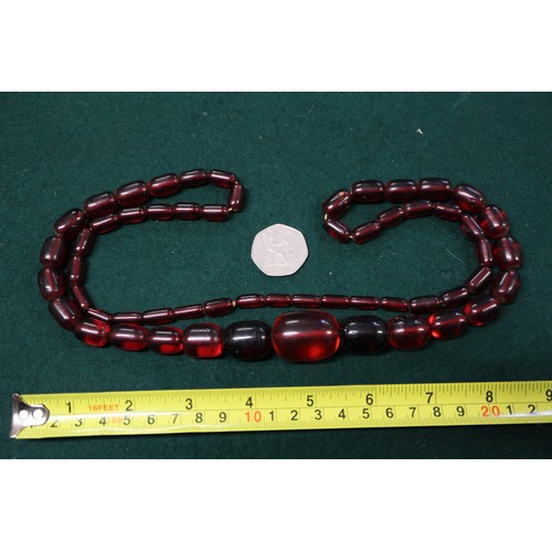 295 - Three various cherry amber facetted bead necklaces, 120.7g gross