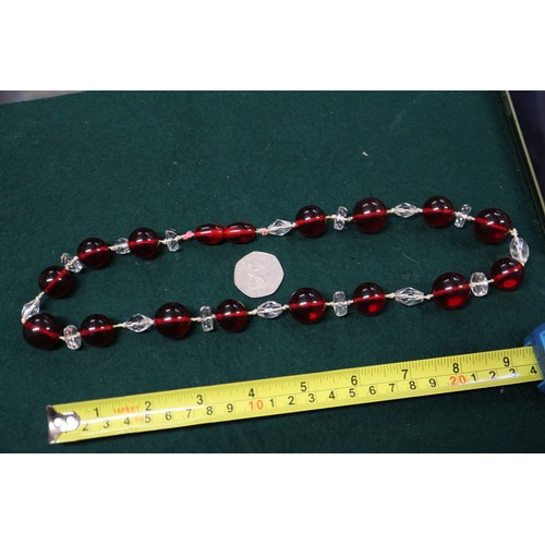 295 - Three various cherry amber facetted bead necklaces, 120.7g gross