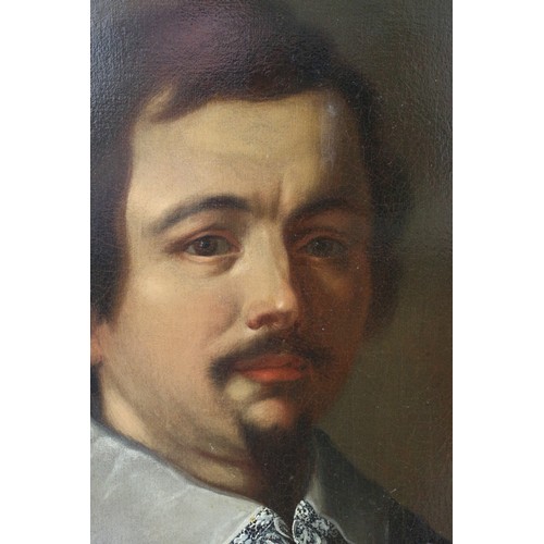 391 - An oil on canvas portrait of a 17th century Dutch merchant with lace collar, 25 1/2