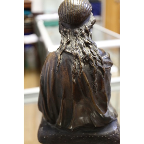 98 - Etienne Henri Dumaige: a 19th century bronze figure of Salome with dagger and dish, 12 1/2