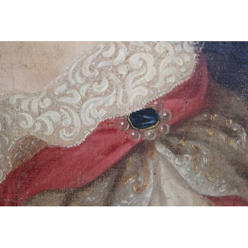 400 - English late 17th century School: oil on canvas, portrait of an unknown woman with string of pearls,... 