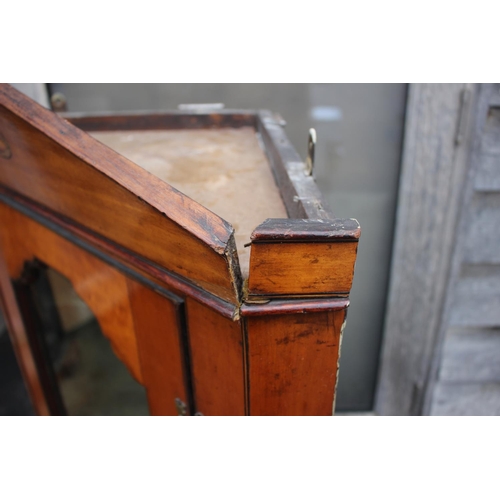 346 - An Edwardian satinwood box, ebony line inlaid and shell paterae cornice corner cupboard enclosed oge... 