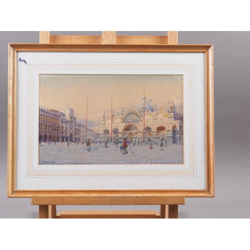 231 - E Bannister?: a 19th century watercolour, Saint Mark's Venice at dusk, 7