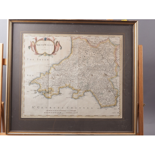 219 - Robert Morden: an 18th century map, South Wales, in gilt frame