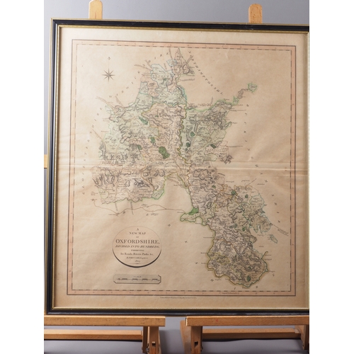 221 - Carey: an early 19th century hand-coloured map of Oxfordshire and an early Ordnance Survey map of Ox... 