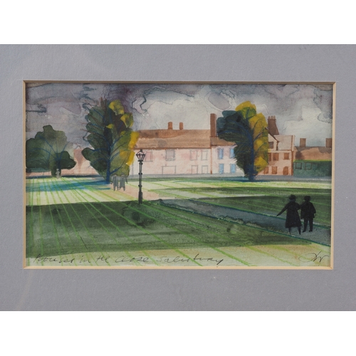 234 - Jonathan Wright: a watercolour sketch, old mangle, a similar sketch, houses in The Close Salisbury, ... 