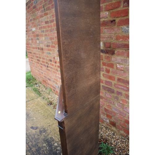 351 - An oak floor standing corner cupboard, fitted leaded glazed door over single carved door, 27