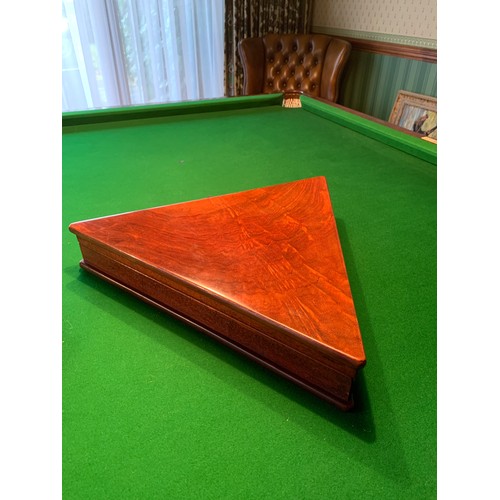 261 - A Cox and Yemen late Victorian mahogany billiard table, on faceted supports, complete with cues, res... 