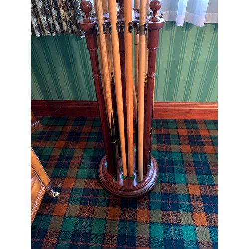 261 - A Cox and Yemen late Victorian mahogany billiard table, on faceted supports, complete with cues, res... 