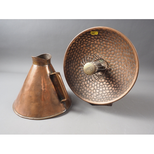 103 - A copper table top heater, by Creda (for ornamental use only) and a copper megaphone