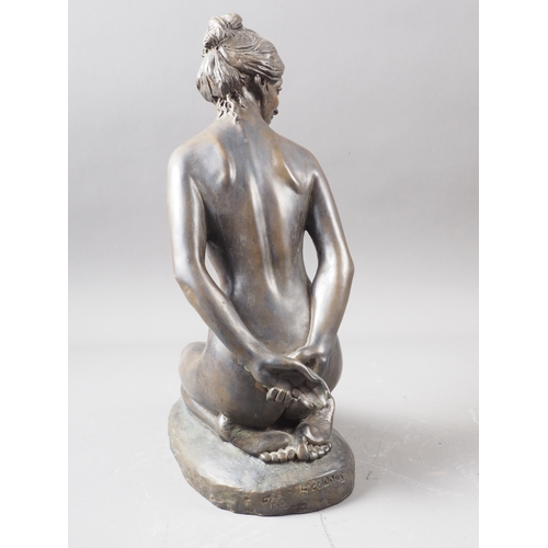 110 - Alec Wiles: a limited edition cold cast bronze figure of a kneeling nude, 12