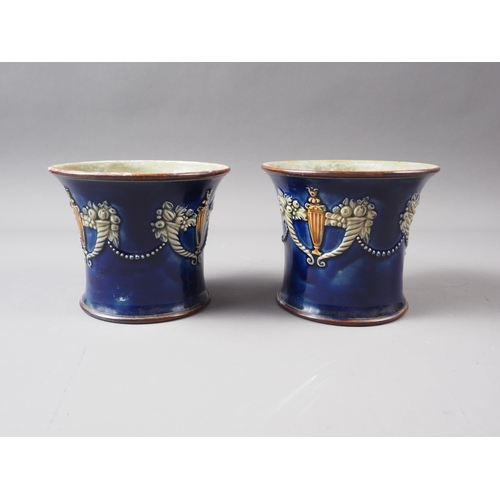 18 - A pair of early 20th century Royal Doulton stoneware flared vases, 5 3/4