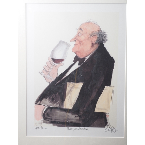 216 - Sue McCartney Snape: seven signed limited edition colour prints, caricatures, gentlemen with wine, i... 