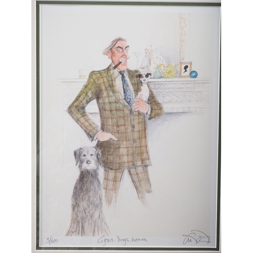 216 - Sue McCartney Snape: seven signed limited edition colour prints, caricatures, gentlemen with wine, i... 