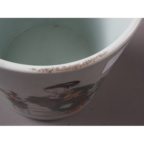 70 - A Chinese porcelain brush wash with figure and landscape decoration, 5 1/2