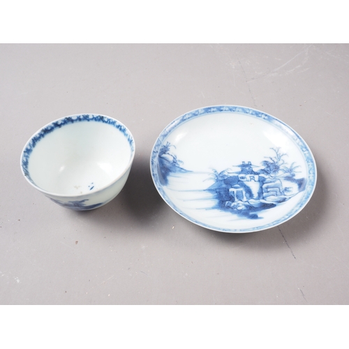 81 - A Nankin Cargo blue and white tea bowl and saucer, 2 1/2