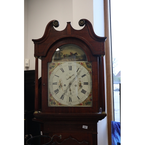 289 - A 19th century provincial oak and inlaid long case clock, 14