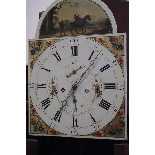 289 - A 19th century provincial oak and inlaid long case clock, 14