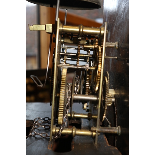 289 - A 19th century provincial oak and inlaid long case clock, 14