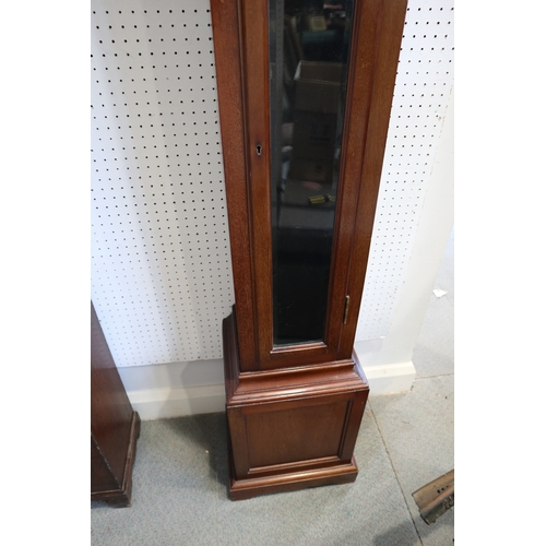 291 - A mahogany long case clock with brass dial and silvered chapter ring, dial 8