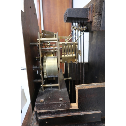 291 - A mahogany long case clock with brass dial and silvered chapter ring, dial 8