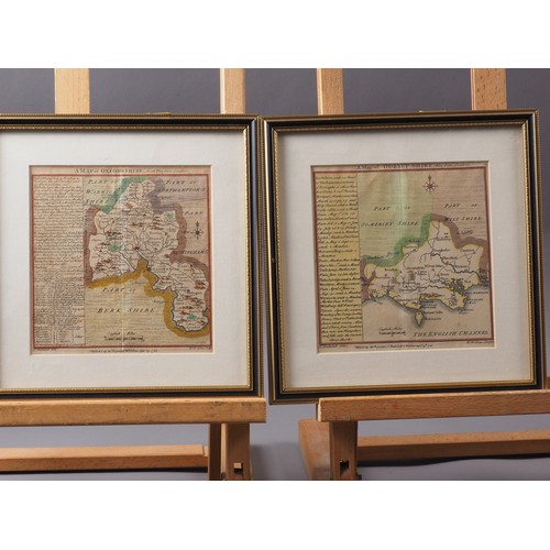 217 - A 1644 Langeren/Jenner map of Oxford Shire with distance chart, in gilt frame, a 1720 T Cox distance... 