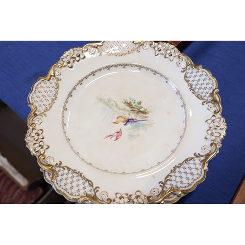 27 - A Davenport bone china bird and gilt decorated part dessert service