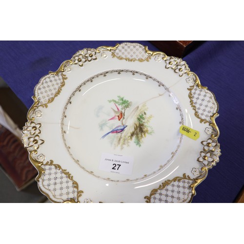 27 - A Davenport bone china bird and gilt decorated part dessert service