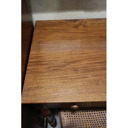 335 - A mahogany side table, fitted two drawers, on turned supports, 48