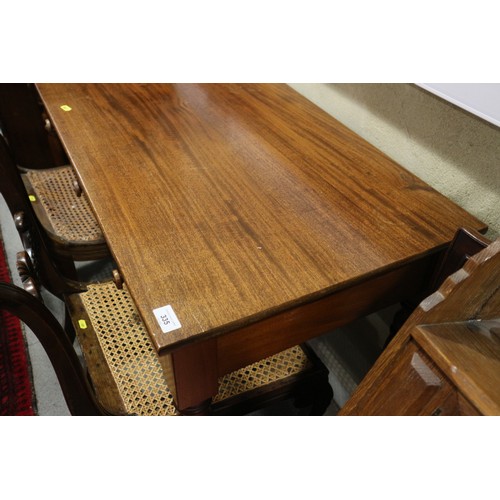 335 - A mahogany side table, fitted two drawers, on turned supports, 48