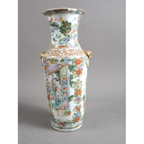 107 - A Chinese porcelain famille verte vase, decorated landscapes and figures, 11 1/2