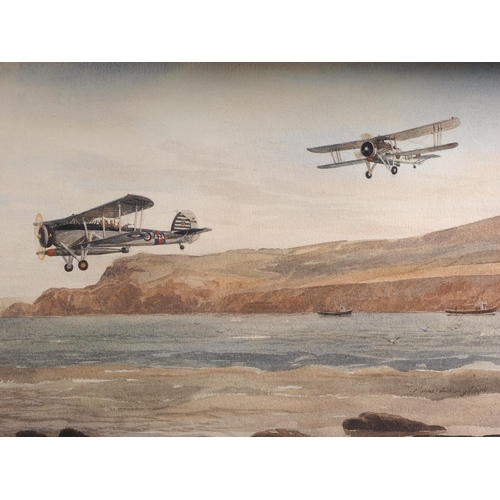 412 - M A Clark: two limited edition prints of Fairey Swordfish biplanes and a number of other Naval and A... 