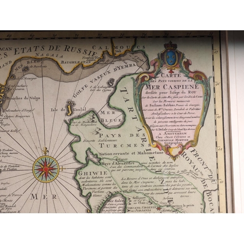 436 - G Delisle: 18th century French hand-coloured map, Caspian Sea, in wash line mount