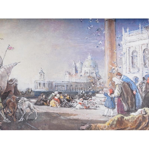 468 - H Jonas: after Tiepolo a bodycolour/gouache sketch, Venetian carnival scene, 10