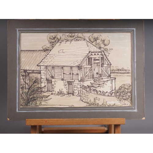 476 - A 18th century sepia and wash sketch of a watermill, 8 3/4