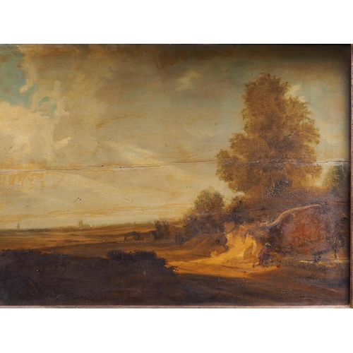 492 - A 19th century oil on panel, extensive landscape, 14 1/2