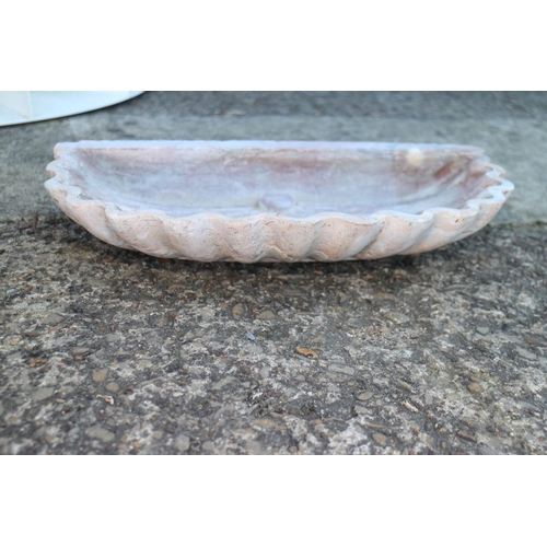 674 - A carved marble shell-shape bowl, 21