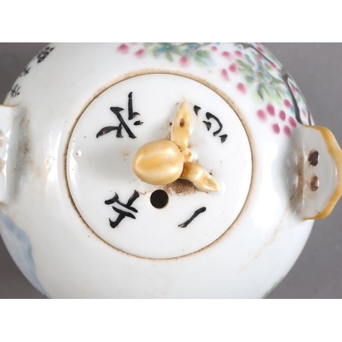 86 - A Chinese porcelain teapot, decorated landscape and script, 4