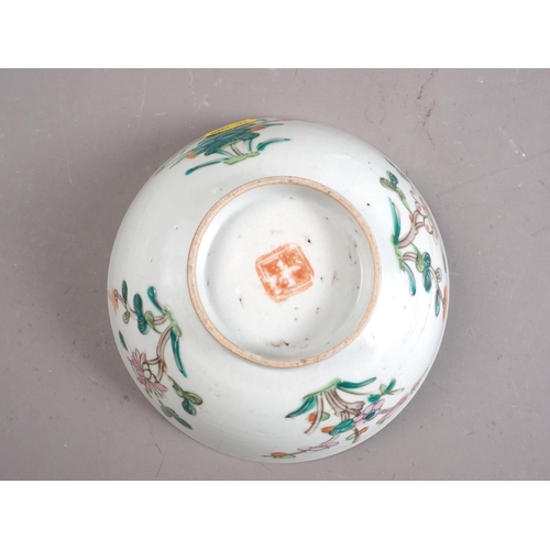 89 - A Chinese porcelain famille verte miniature teapot, decorated bird and flowers, 3 1/4