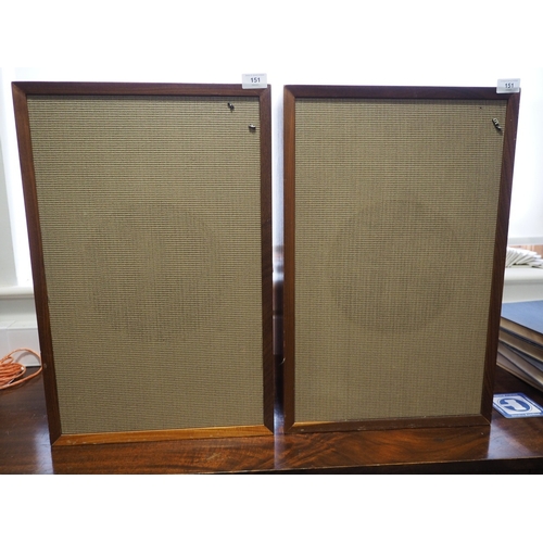 151 - A pair of Tannoy speakers in teak cases, Ref No LSU/HF/3L2G/BU, 15