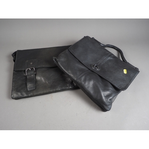 208 - A Jigsaw black soft leather bag, 13 3/4